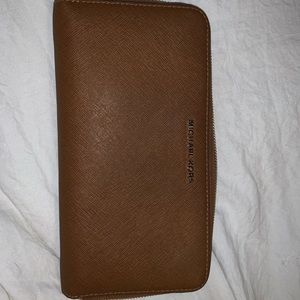 brown MK phone wallet